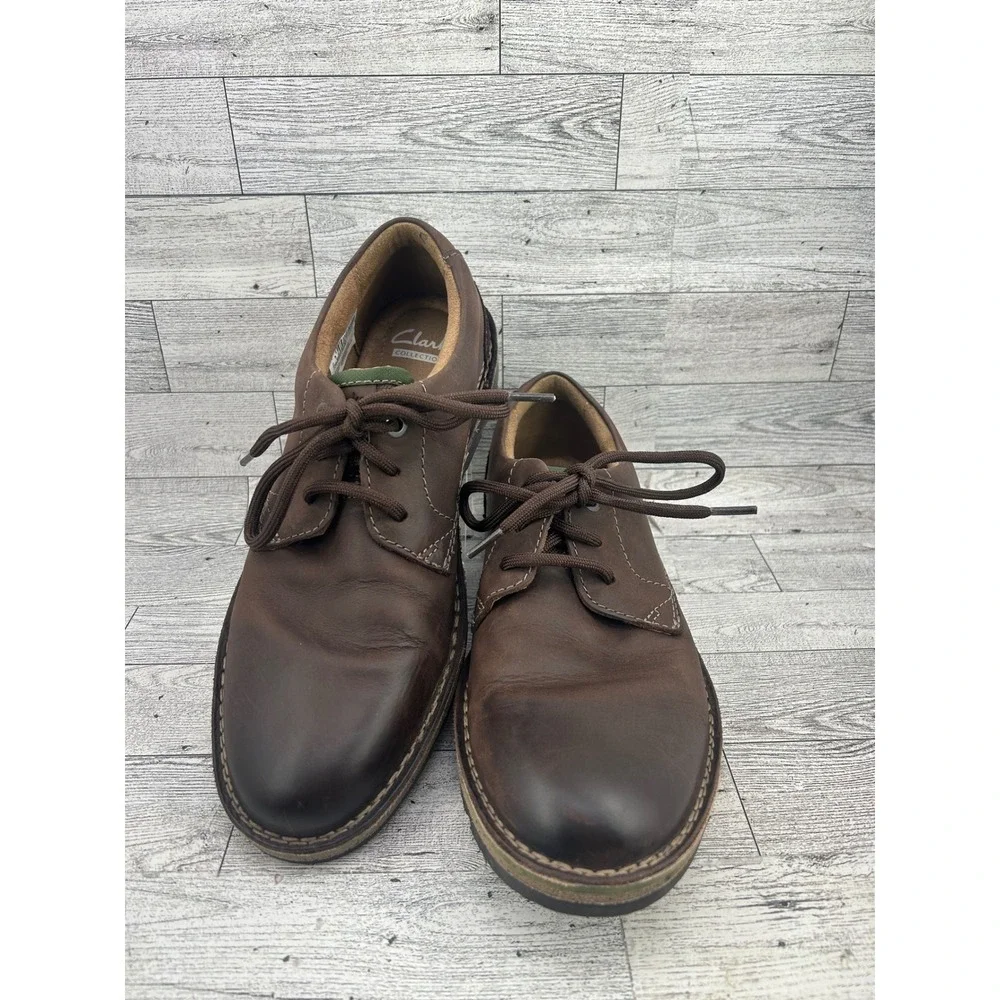 Clarks Edgewick Plain Men Dark Brown Leather Oxford Shoes Size‎ US 8M Ortholite